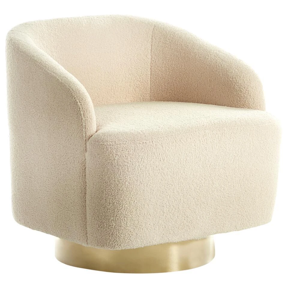 LAVIK - Fauteuil - Beige - Bouclé 5 LAVIK - Fauteuil - Beige - Bouclé - Afbeelding 5