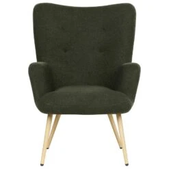 VEJLE II - Fauteuil Met Hocker - Donkergroen - Bouclé -Leen Bakker Fauteuils 74558ebe411841a4aa6fe469c660ede3
