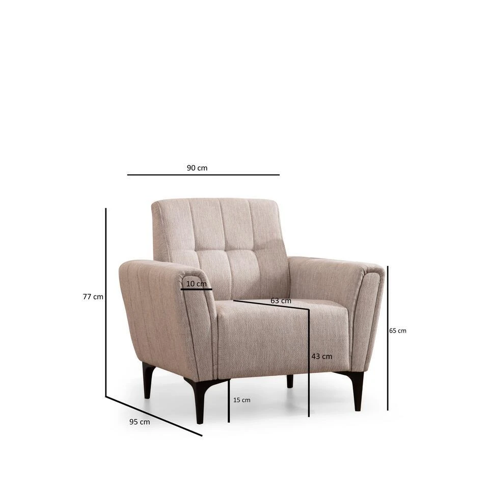 Arabic House Fauteuil Beige Stof - Zithoogte 43cm - 90x95x77cm - Hamlet - Giga 6 Arabic House Fauteuil Beige Stof - Zithoogte 43cm - 90x95x77cm - Hamlet - Giga - Afbeelding 6