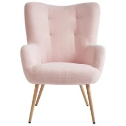 VEJLE II - Fauteuil Met Hocker - Pastelroze - Bouclé -Leen Bakker Fauteuils 7aa7755dc08e471fa69bc74ddcf05922