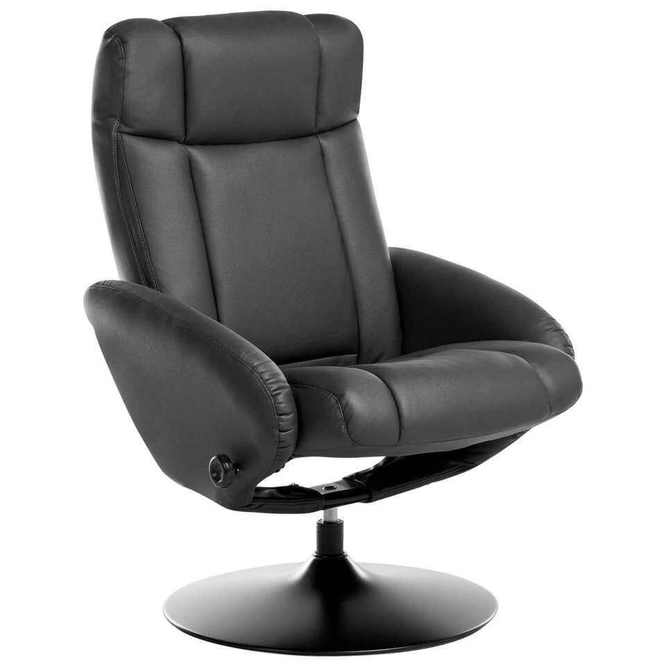 APATE - Relaxfauteuil Met Voetenbank - Zwart - Veganistisch Leer 5 APATE - Relaxfauteuil Met Voetenbank - Zwart - Veganistisch Leer - Afbeelding 5