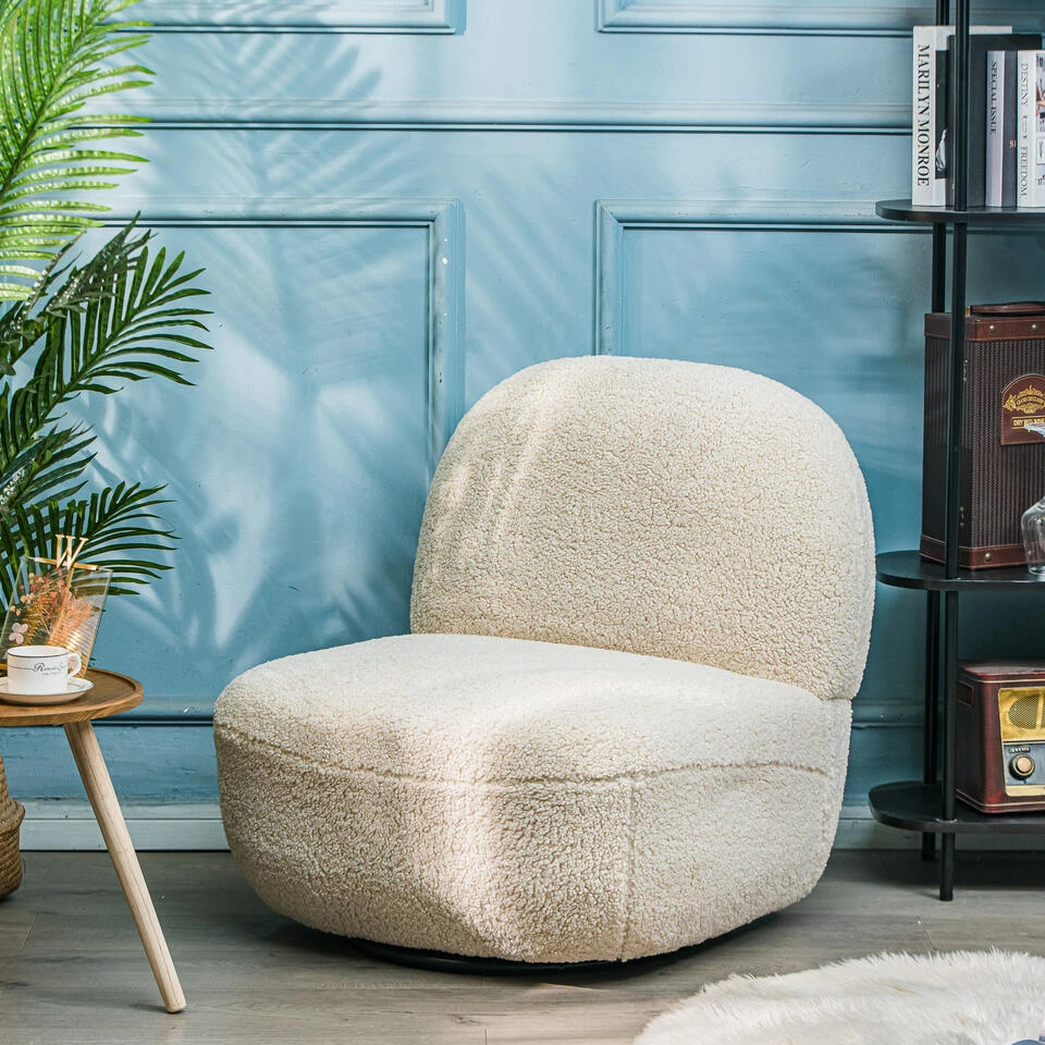 Salonstoel Swivel Van Metaal En Witte Lussen 2 Salonstoel Swivel Van Metaal En Witte Lussen - Afbeelding 2