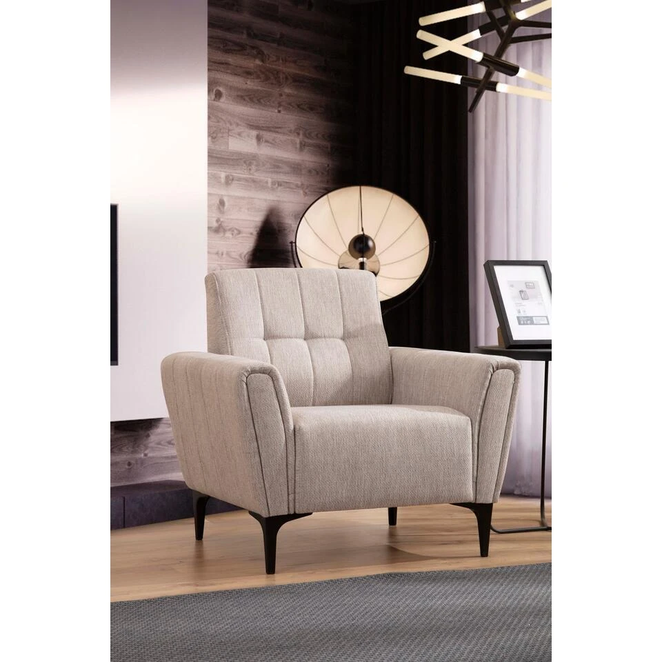 Arabic House Fauteuil Beige Stof - Zithoogte 43cm - 90x95x77cm - Hamlet - Giga 2 Arabic House Fauteuil Beige Stof - Zithoogte 43cm - 90x95x77cm - Hamlet - Giga - Afbeelding 2