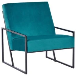 DELARY - Fauteuil - Blauwgroen - Fluweel -Leen Bakker Fauteuils 80279c8d76af492499a6228781817d7a