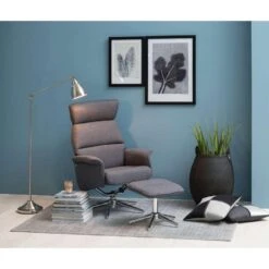 Relaxfauteuil Corsas - Stof - Donkergrijs (incl. Voetenbank) -Leen Bakker Fauteuils 81004318 9052