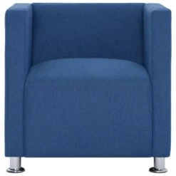 VidaXL Fauteuil Kubus Stof Blauw -Leen Bakker Fauteuils 8141a4bf4b134937906ea791a6728da3