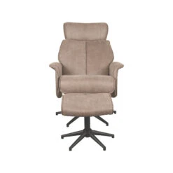 LABEL51 Fauteuil Verdal - Taupe - Micro Suede - Incl. Hocker - 79x77x109 Cm -Leen Bakker Fauteuils 897649473cef45ff96a6b7e85ab6d31b