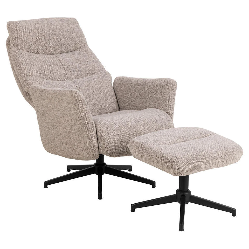 Hioshop London Fauteuil Recliner Met Voetenbank Bouclé Beige 10 Hioshop London Fauteuil Recliner Met Voetenbank Bouclé Beige - Afbeelding 10