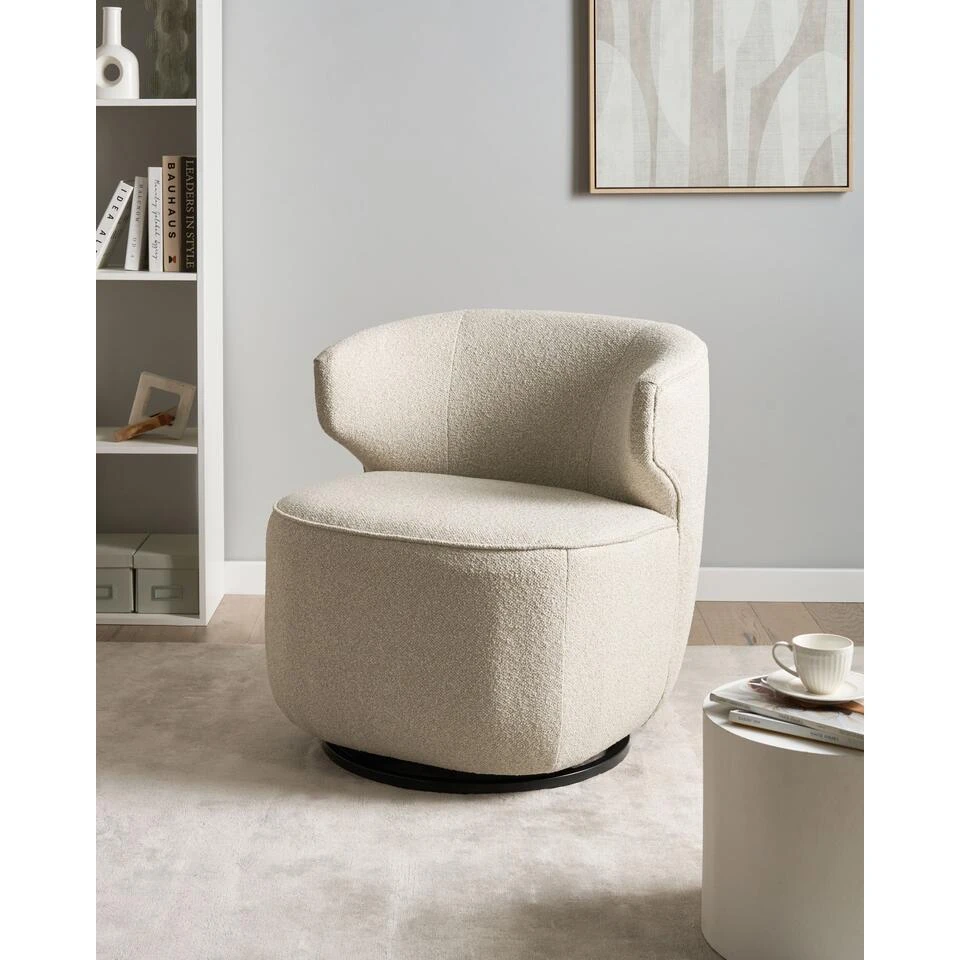 MOLLEBY - Fauteuil - Lichtbeige - Bouclé 2 MOLLEBY - Fauteuil - Lichtbeige - Bouclé - Afbeelding 2