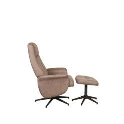 LABEL51 Fauteuil Bergen - Taupe - Micro Suede - Incl. Hocker - 62x77x53 Cm -Leen Bakker Fauteuils 94f97eca3fa74d73a3fe3f7676158437