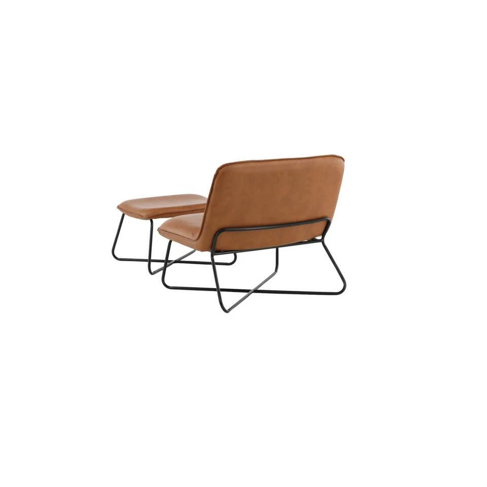 Svea - Selo Fauteuil Met Voetenbank - Lederlook - Cognac 6 Svea - Selo Fauteuil Met Voetenbank - Lederlook - Cognac - Afbeelding 6