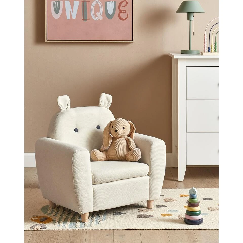 MARIBO - Kinderfauteuil - Beige - Linnen 2 MARIBO - Kinderfauteuil - Beige - Linnen - Afbeelding 2