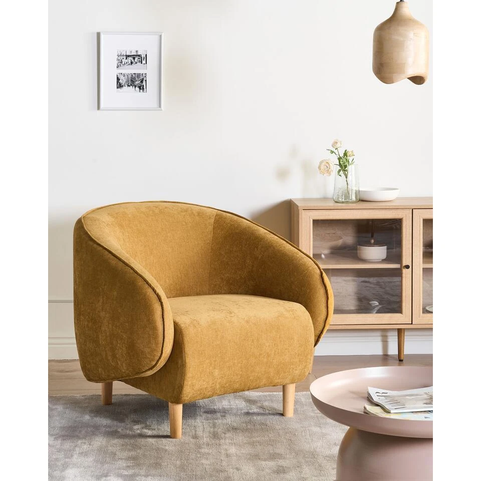 UMEA - Fauteuil - Mosterdgeel - Polyester 2 UMEA - Fauteuil - Mosterdgeel - Polyester - Afbeelding 2