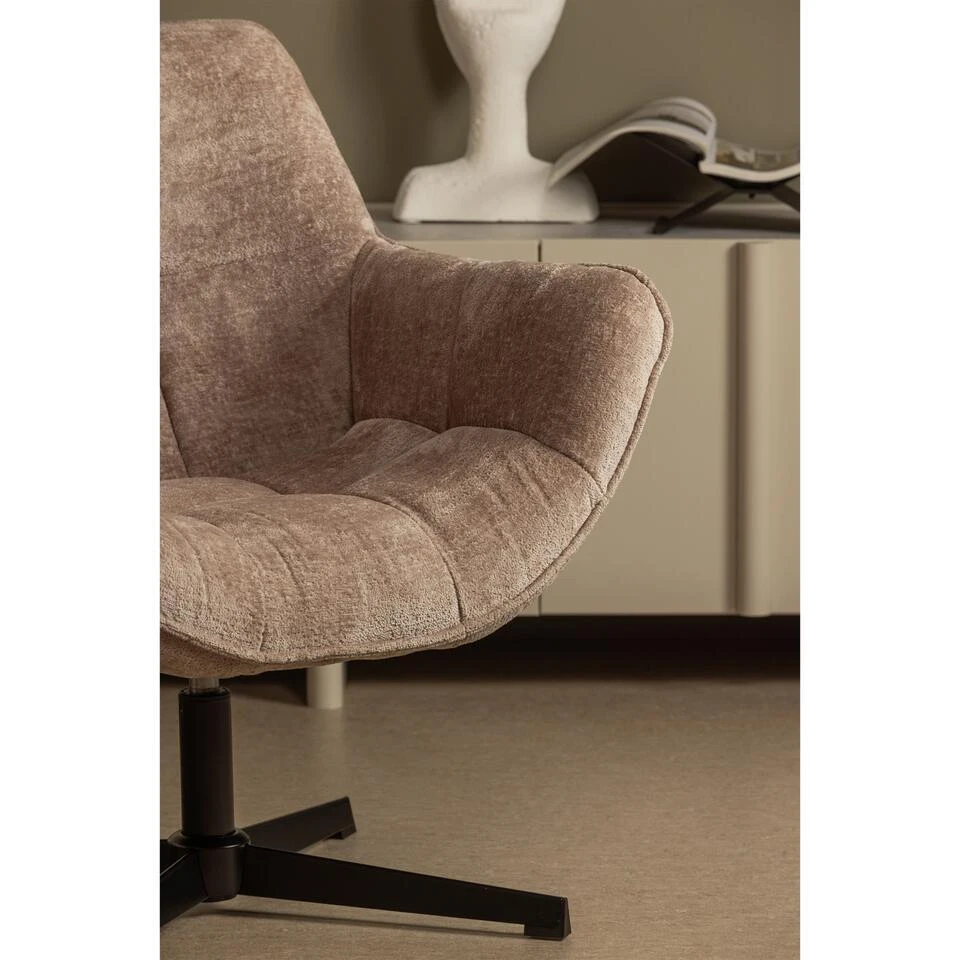 WOOOD Wibo Draaifauteuil - Chenille - Taupe - 94x71x83 5 WOOOD Wibo Draaifauteuil - Chenille - Taupe - 94x71x83 - Afbeelding 5