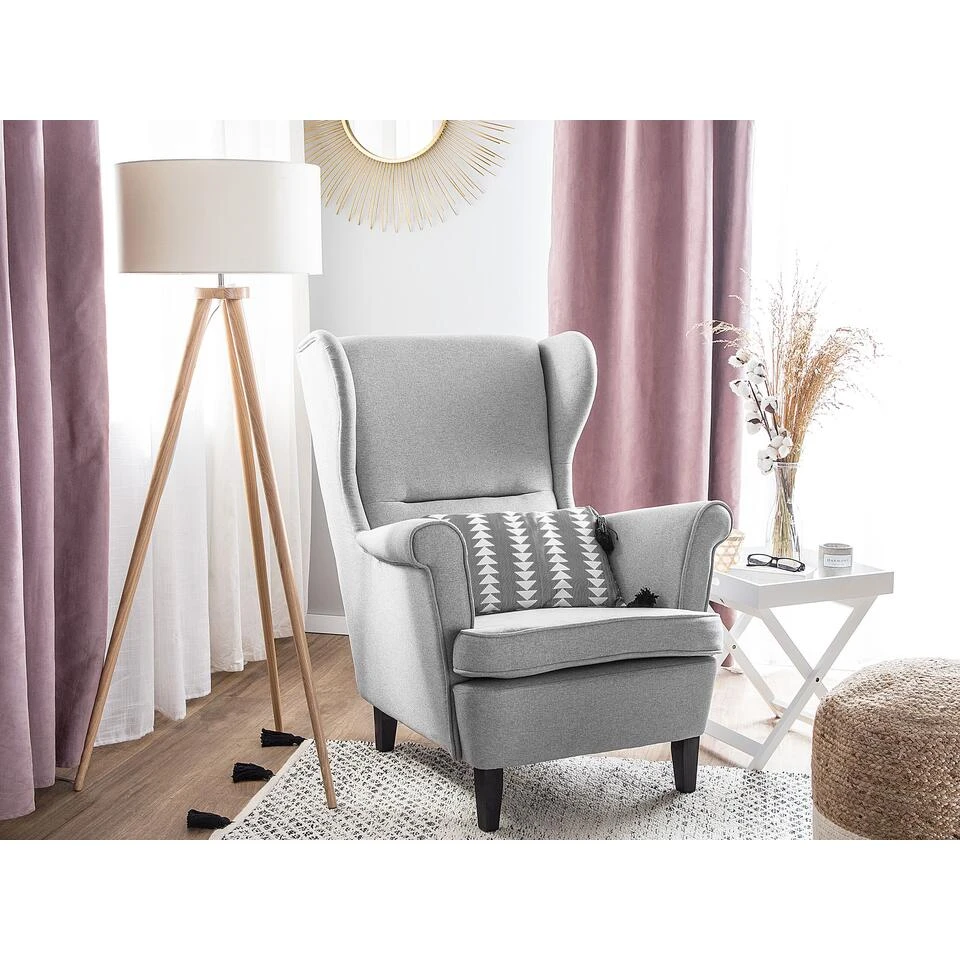 Beliani Oorfauteuil ABSON - Grijs Polyester 2 Beliani Oorfauteuil ABSON - Grijs Polyester - Afbeelding 2