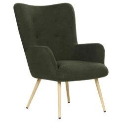 VEJLE II - Fauteuil Met Hocker - Donkergroen - Bouclé -Leen Bakker Fauteuils 9c2f00addb7449b5a7418eaf834b2028