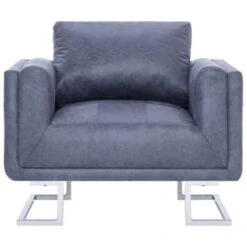 VidaXL Fauteuil Kubus Kunstsuède Grijs -Leen Bakker Fauteuils 9cee1d1424014affa649775f486e5338