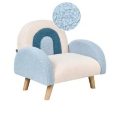 OMBO - Kinderfauteuil - Lichtblauw - Bouclé -Leen Bakker Fauteuils 9e47e5153d344a1aa78fd6cc5e103a29