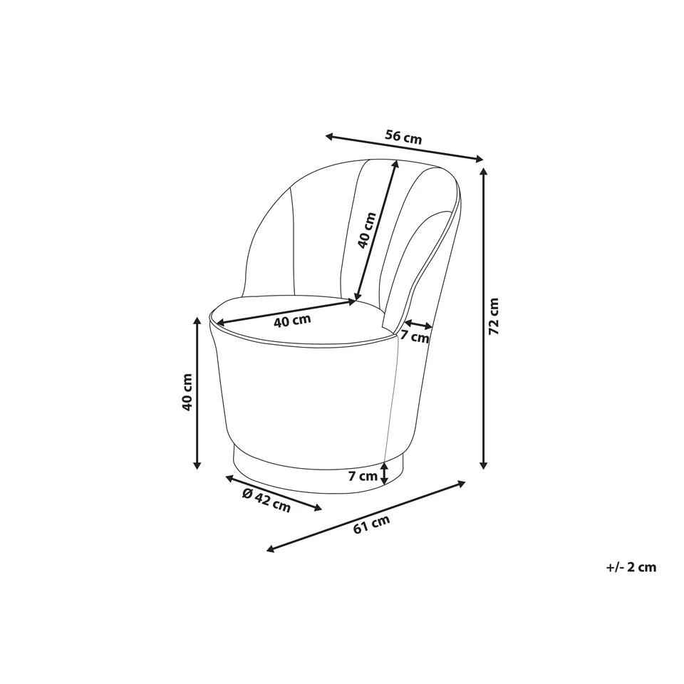 Beliani Fauteuil ALBY - Blauw Fluweel 3 Beliani Fauteuil ALBY - Blauw Fluweel - Afbeelding 3