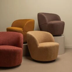 WOOOD Serra Draaifauteuil - Melange Stof - Curry - 68x70x77 -Leen Bakker Fauteuils a1ce135225d84ba8a1cce7209067b764