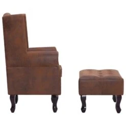 VidaXL Fauteuil En Voetenbank Chesterfield-stijl Kunstsuède Bruin -Leen Bakker Fauteuils a2879054251d4744b17e532ce32deb87