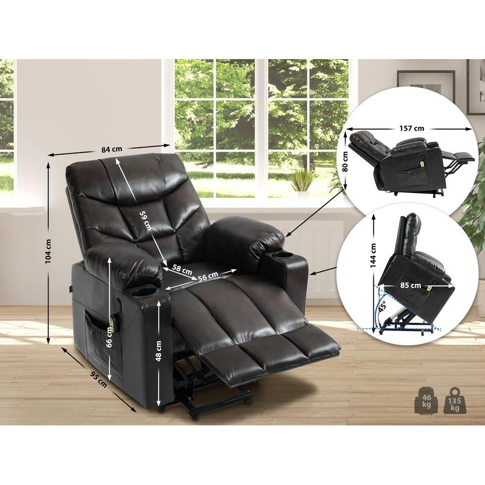 CLP Fauteuil Andover Zwart Frame - Kunstleer - Bruin 2 CLP Fauteuil Andover Zwart Frame - Kunstleer - Bruin - Afbeelding 2