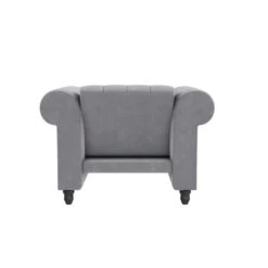 Felix - Fauteuil Chesterfield Lichtgrijze Fluwelen -Leen Bakker Fauteuils a9f02eea265840ac981e7939a1818619