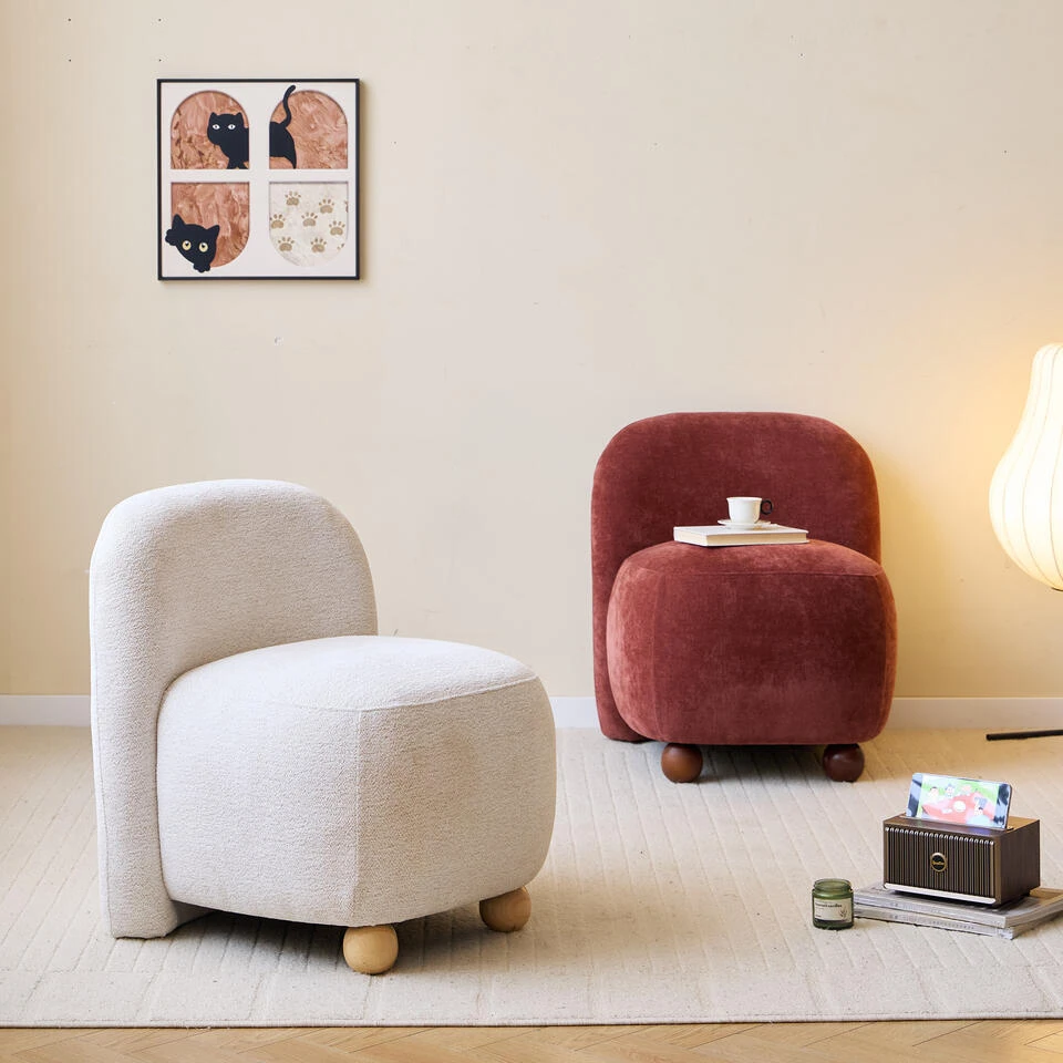 Scandinavische Salonstoel Met Houten Poten En Stof 4 Scandinavische Salonstoel Met Houten Poten En Stof - Afbeelding 4