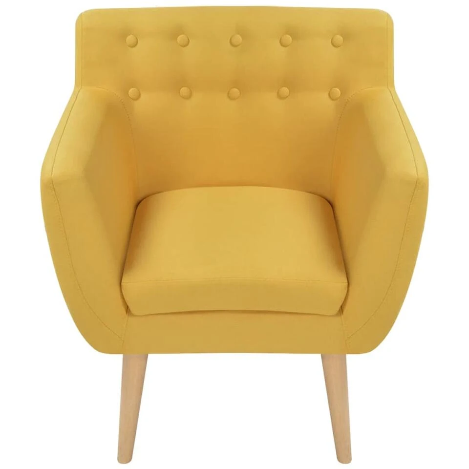 VidaXL - Fauteuil - Geel - Stof 2 VidaXL - Fauteuil - Geel - Stof - Afbeelding 2