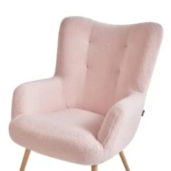 VEJLE II - Fauteuil Met Hocker - Pastelroze - Bouclé -Leen Bakker Fauteuils af36d57920ea40f5b41199e3b6a858ad