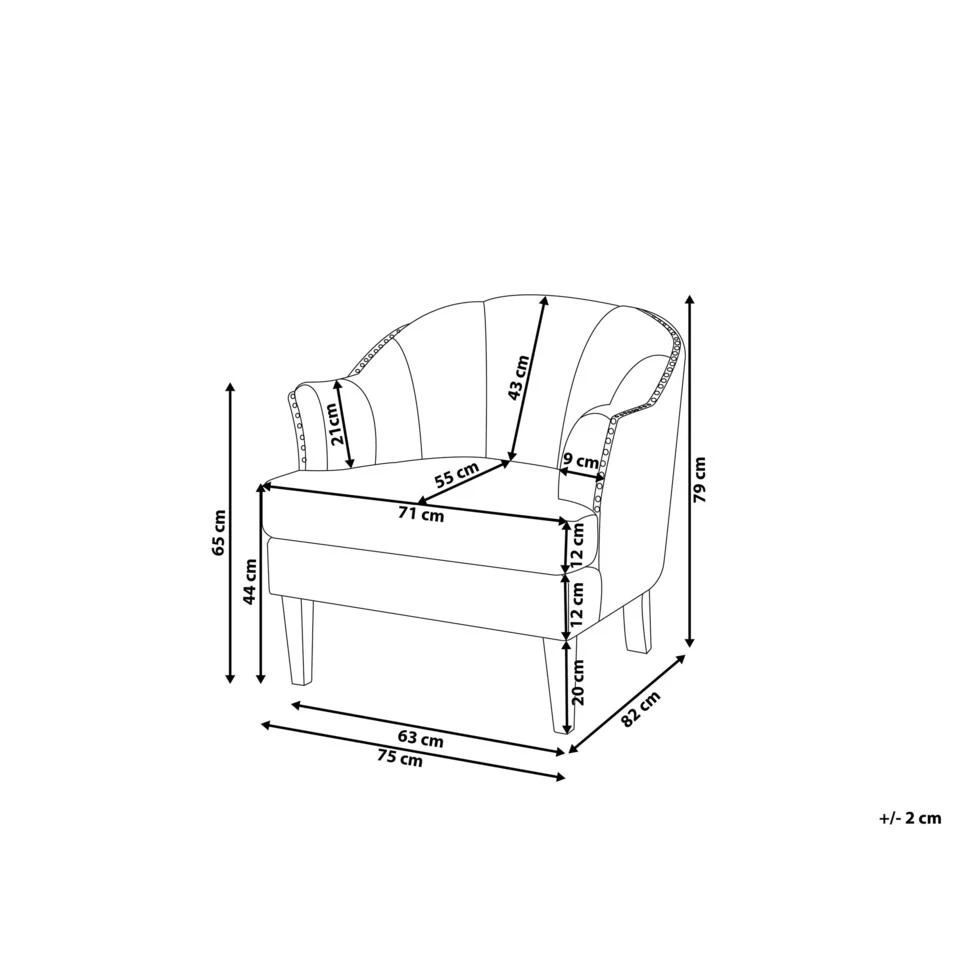 Beliani Cocktailstoel ELVERUM - Grijs Polyester 3 Beliani Cocktailstoel ELVERUM - Grijs Polyester - Afbeelding 3