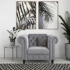 Felix - Fauteuil Chesterfield Lichtgrijze Fluwelen -Leen Bakker Fauteuils b3482561ed634d36b4727c171411fabc