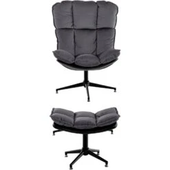 Pilou - Fauteuil Met Hocker In Fluweel In Antraciet 9 Pilou - Fauteuil Met Hocker In Fluweel In Antraciet -Leen Bakker Fauteuils b471d6a577044d408e88abd0913e6c87