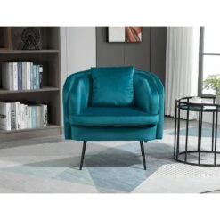 Salonstoel Van Metaal En Eendblauw Fluweel -Leen Bakker Fauteuils b4d0ca74aae5421eaf6c507c6c1c19ed