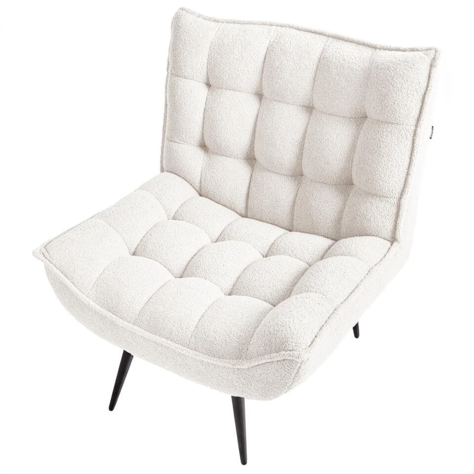 ALVESTA - Fauteuil - Wit - Bouclé 6 ALVESTA - Fauteuil - Wit - Bouclé - Afbeelding 6