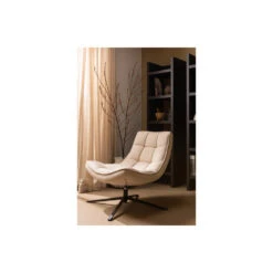 WOOOD Maudi Draaifauteuil - Polyester - Naturel - 84x74x86 -Leen Bakker Fauteuils bdad52aa24d0430bb292a3b7a6e12ac7