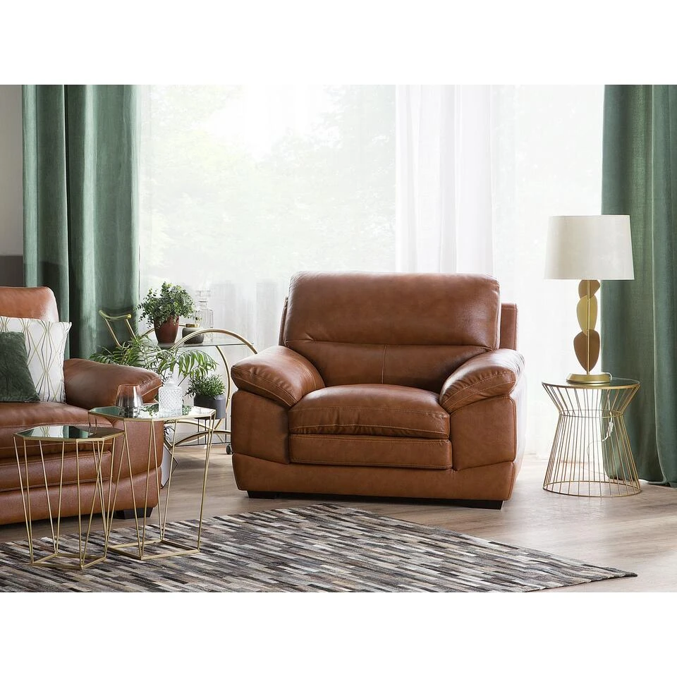 Beliani Fauteuil HORTEN - Bruin Kunstleer 2 Beliani Fauteuil HORTEN - Bruin Kunstleer - Afbeelding 2