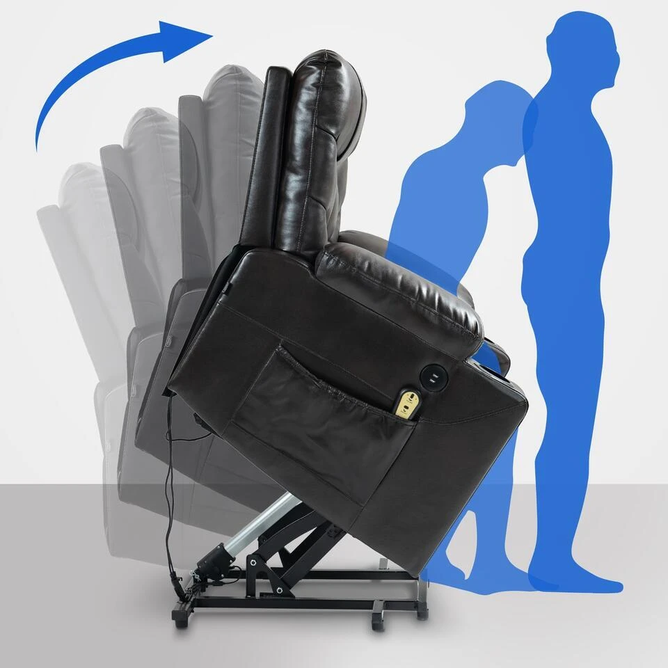 CLP Fauteuil Andover Zwart Frame - Kunstleer - Bruin 4 CLP Fauteuil Andover Zwart Frame - Kunstleer - Bruin - Afbeelding 4