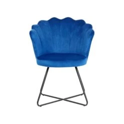 Beliani Fauteuil LOVELOCK - Blauw Fluweel -Leen Bakker Fauteuils c3c8525aee464f618e06042caacf5466