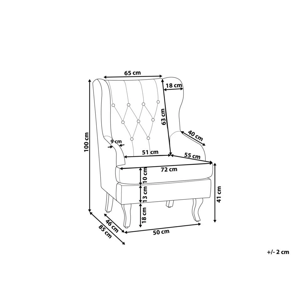 Beliani Fauteuil ALTA - Blauw Fluweel 3 Beliani Fauteuil ALTA - Blauw Fluweel - Afbeelding 3
