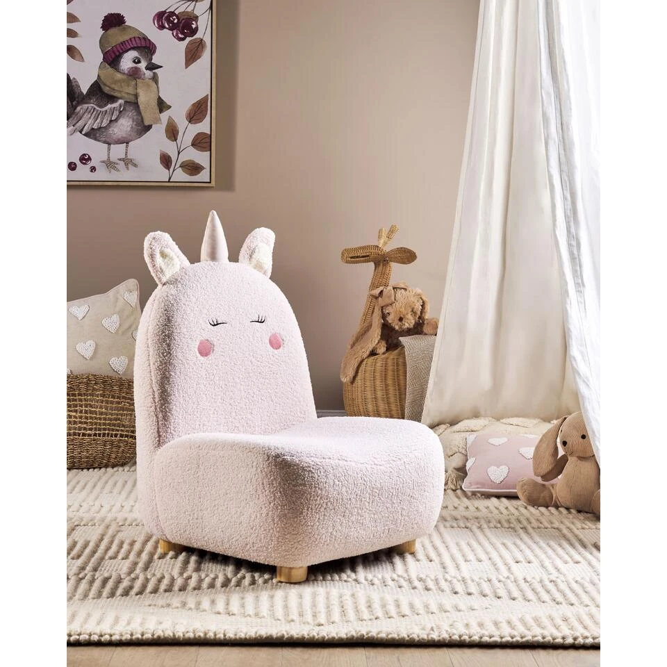 LULEA - Kinderstoel - Roze - Nepbont 2 LULEA - Kinderstoel - Roze - Nepbont - Afbeelding 2