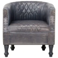 VidaXL Kuipstoel 62x58x65 Cm Echt Leer Grijs -Leen Bakker Fauteuils c9164571b5b842af99b02863aadedcb1