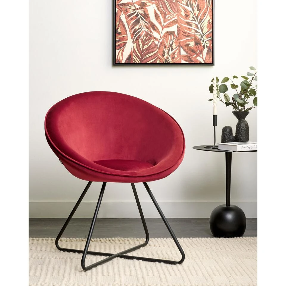 FLOBY II - Fauteuil - Rood - Fluweel 2 FLOBY II - Fauteuil - Rood - Fluweel - Afbeelding 2