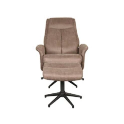 LABEL51 Fauteuil Bergen - Taupe - Micro Suede - Incl. Hocker - 62x77x53 Cm -Leen Bakker Fauteuils cb7b4d532ac34ca1bdd76c3b165d311d
