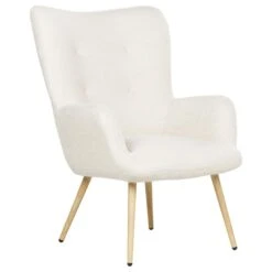 VEJLE II- Fauteuil Met Hocker - Wit - Bouclé -Leen Bakker Fauteuils cc8620d86c2b446bba68e4f3277b4784