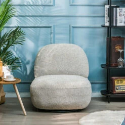 Salonstoel Swivel Van Metaal En Beige Fluweel -Leen Bakker Fauteuils ccee73b15f354a589715d31190e40ec3