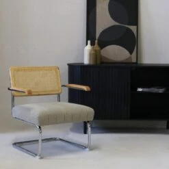 Fauteuil Stof Taupe - Chroom - Zithoogte 42cm - 73.5x69x80cm -Leen Bakker Fauteuils cd661b788bdc48fd9bd29172c0bdb2d6