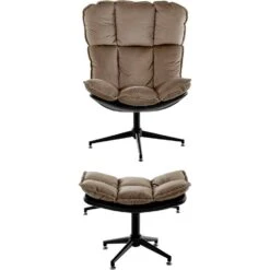 Pilou - Fauteuil Met Hocker In Fluweel In Taupe -Leen Bakker Fauteuils cdd4fe0add2d4c6daab8909ebc9eed17