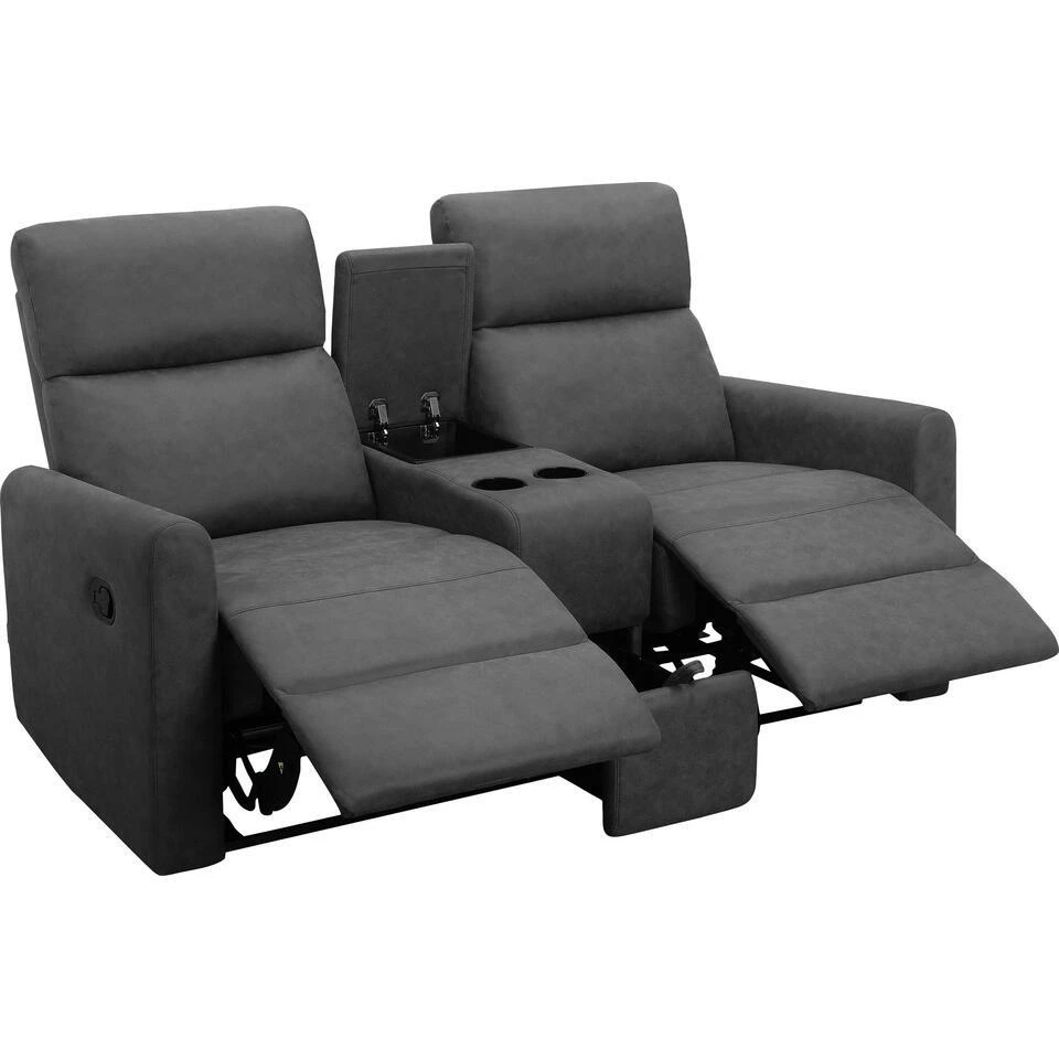 Dacoulas - Dubbele Fauteuil In Antraciet Stof 6 Dacoulas - Dubbele Fauteuil In Antraciet Stof - Afbeelding 6