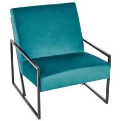 DELARY - Fauteuil - Blauwgroen - Fluweel -Leen Bakker Fauteuils dc45531f11264cd1a7f65f2f423aa1d3